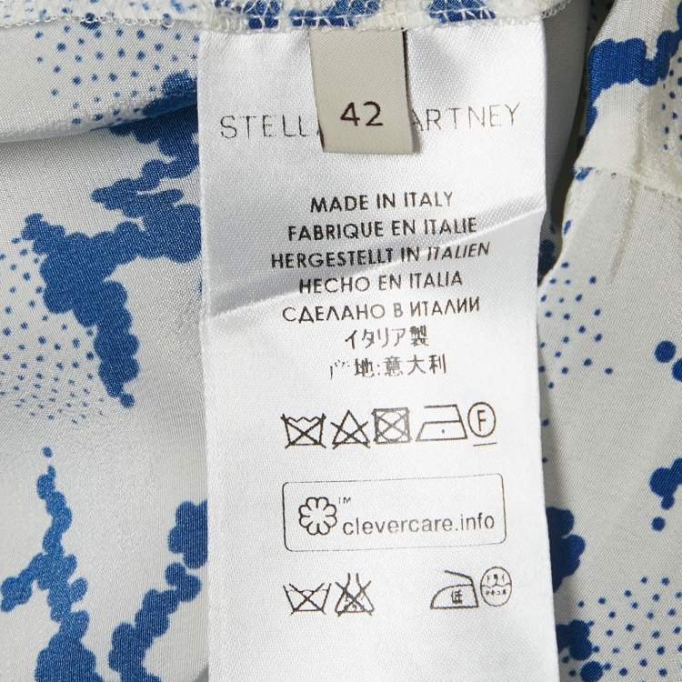 Pre Owned Stella McCartney White Printed Silk Ruffled Midi Skirt M