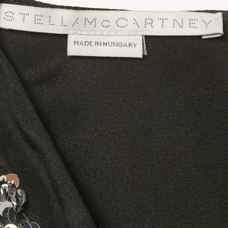 Pre Owned Stella McCartney Black Silk Crepe Sequin Maxi Dress M