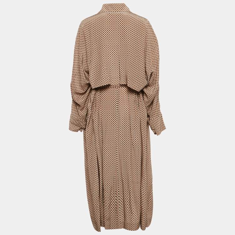 مملوكة مسبقًا Stella McCartney Beige Geometric Print Emily Long Coat S