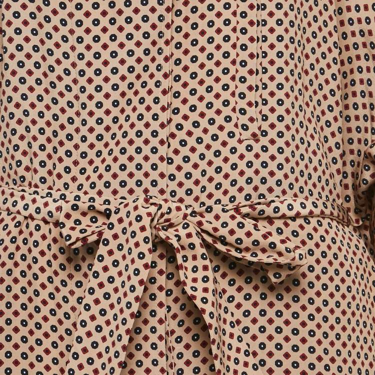 مملوكة مسبقًا Stella McCartney Beige Geometric Print Emily Long Coat S