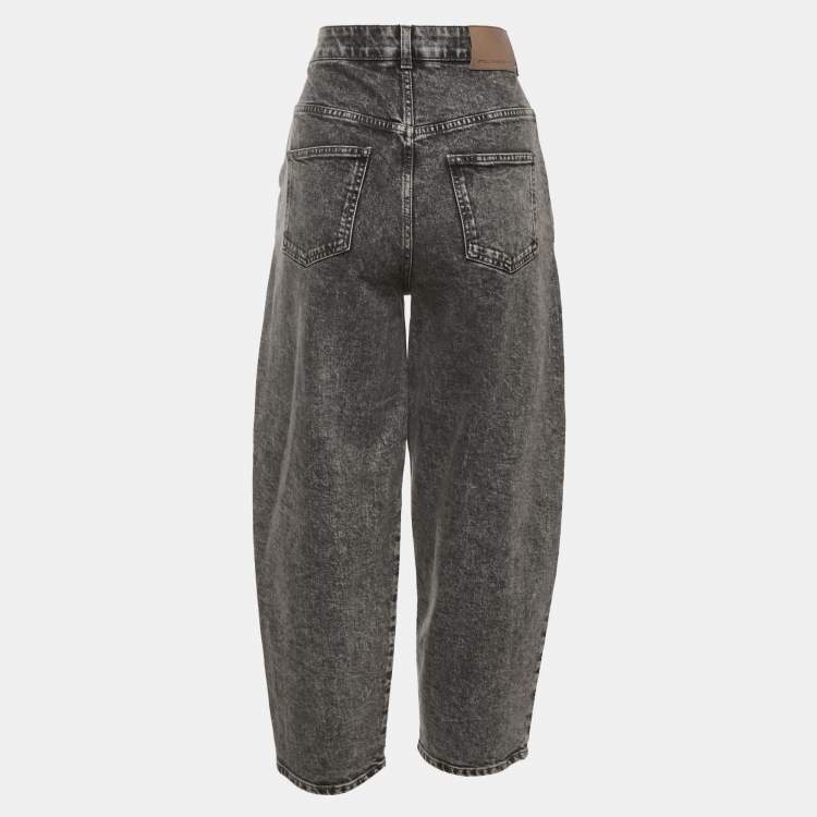 Pre Owned Stella McCartney Grey Denim Logo Embroidered Jeans M/Waist 28"