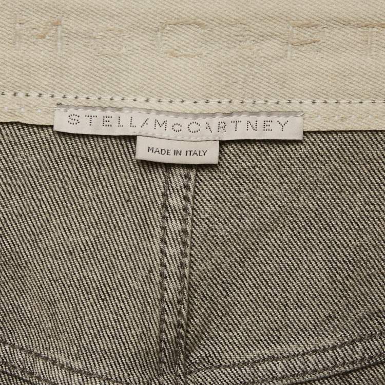 Pre Owned Stella McCartney Grey Denim Logo Embroidered Jeans M/Waist 28"
