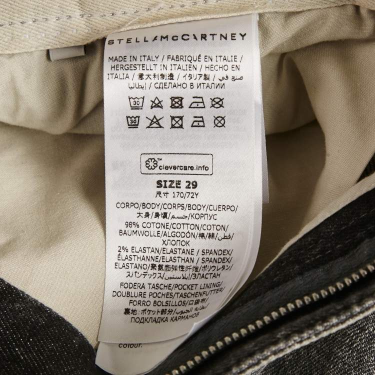 Pre Owned Stella McCartney Grey Denim Logo Embroidered Jeans M/Waist 28"