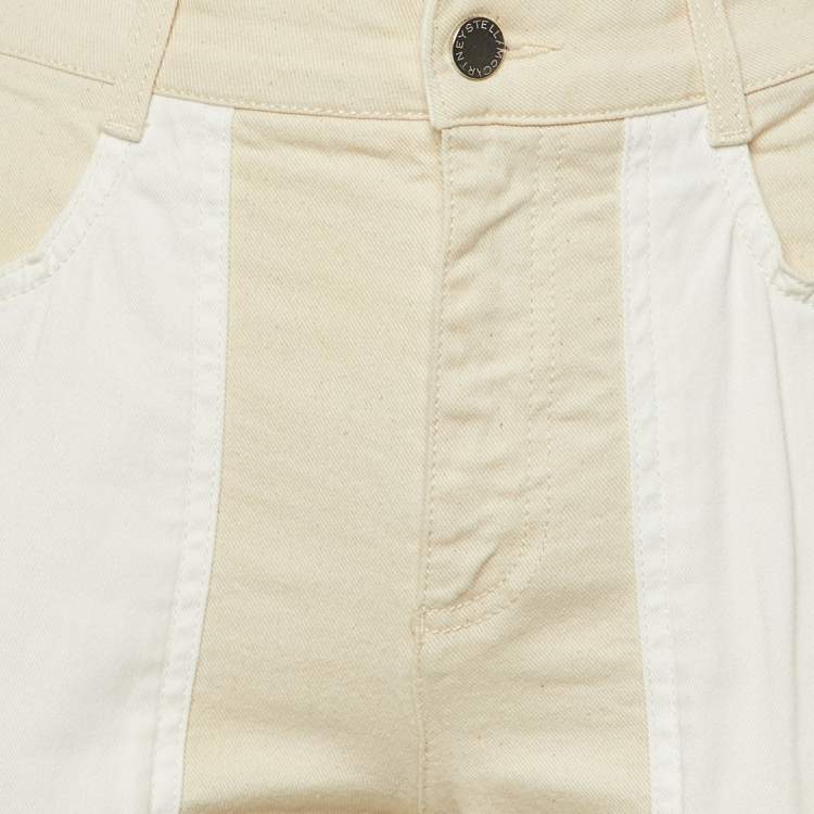 Pre Owned Stella McCartney Beige Denim Frayed Hem Jeans S Waist 26"