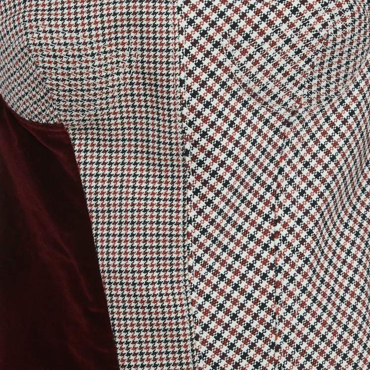 مملوكة مسبقًا Stella McCartney Burgundy Velvet & Patterned Wool Patch Detail Top S