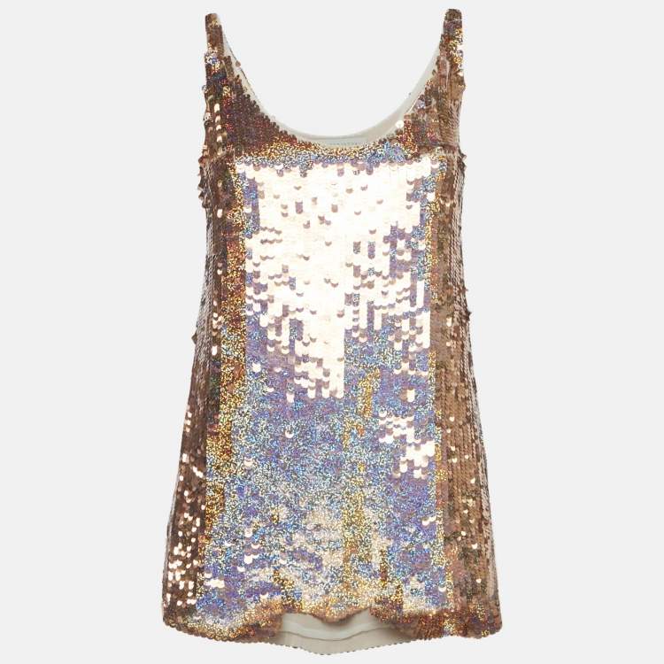 Pre Owned Stella McCartney Metallic Sequin Tank Top S
