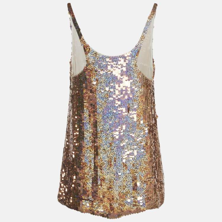 Pre Owned Stella McCartney Metallic Sequin Tank Top S