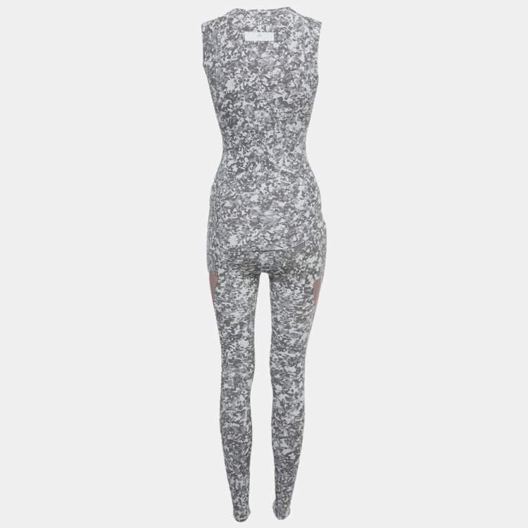 Pre Owned Stella McCartney x Adidas Grey Printed Jersey Tank Top & Leggings XS (Active Wear)
