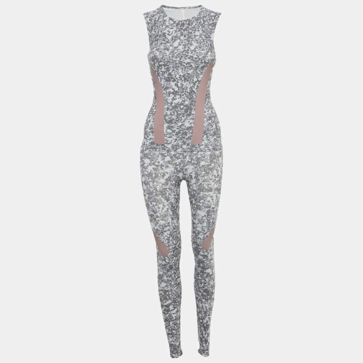 Pre Owned Stella McCartney x Adidas Grey Printed Jersey Tank Top & Leggings XS (Active Wear)