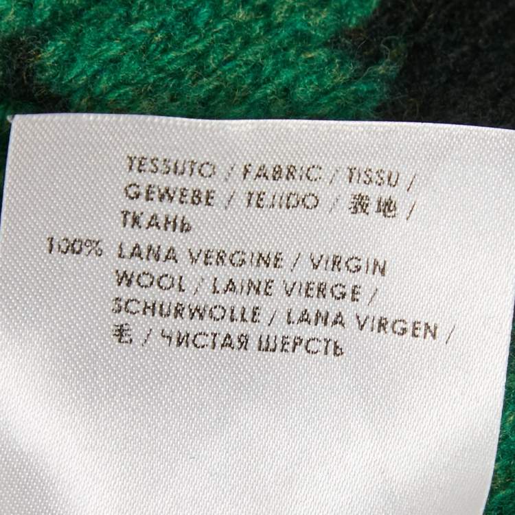 Pre Owned Stella McCartney Black/Green Frayed Knit Crewneck Sweater M