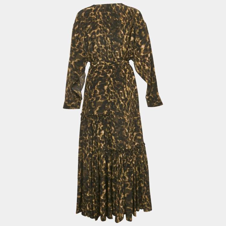 Pre Owned Stella McCartney Green Abstract Print Silk Flare Dress S