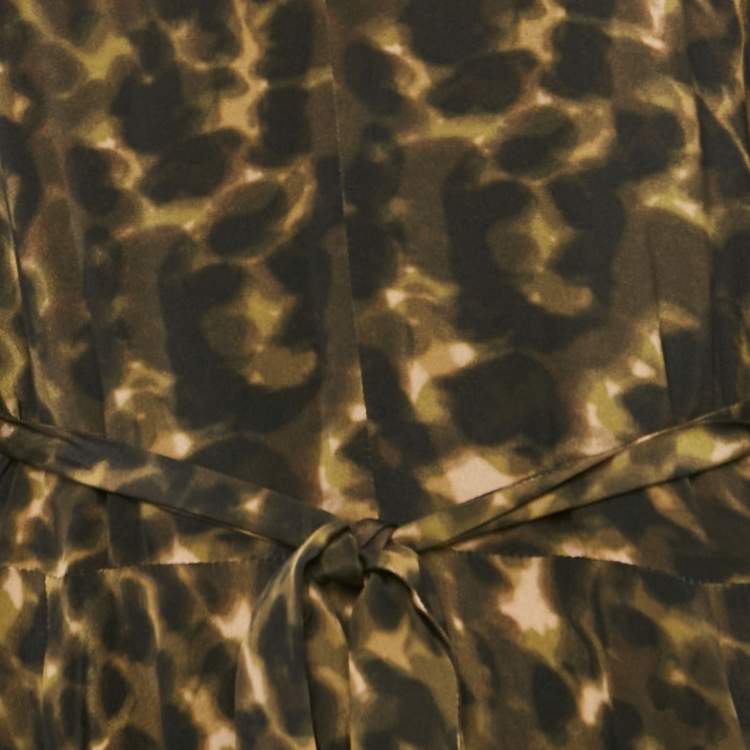 Pre Owned Stella McCartney Green Abstract Print Silk Flare Dress S