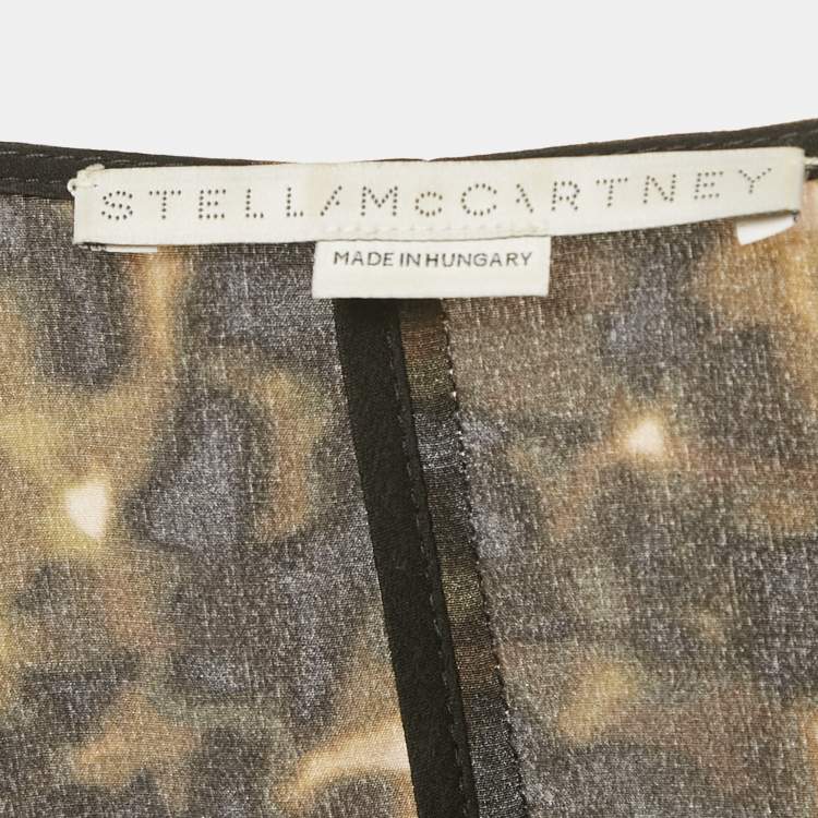 Pre Owned Stella McCartney Green Abstract Print Silk Flare Dress S