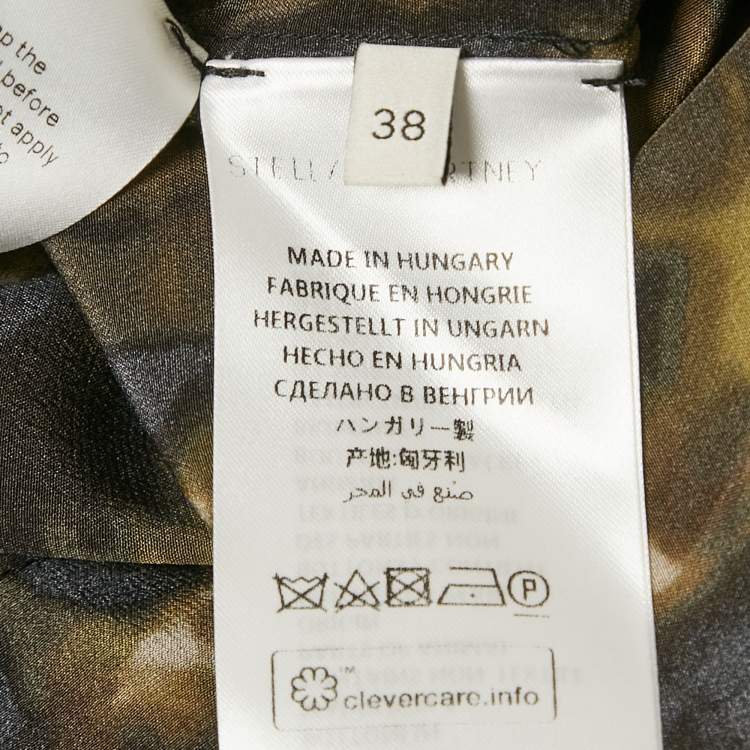 Pre Owned Stella McCartney Green Abstract Print Silk Flare Dress S