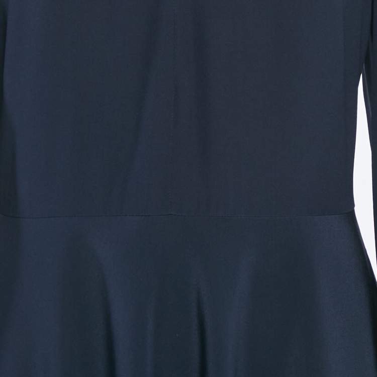 Pre Owned Stella McCartney Navy Blue Silk Puff Sleeve Maxi Dress S