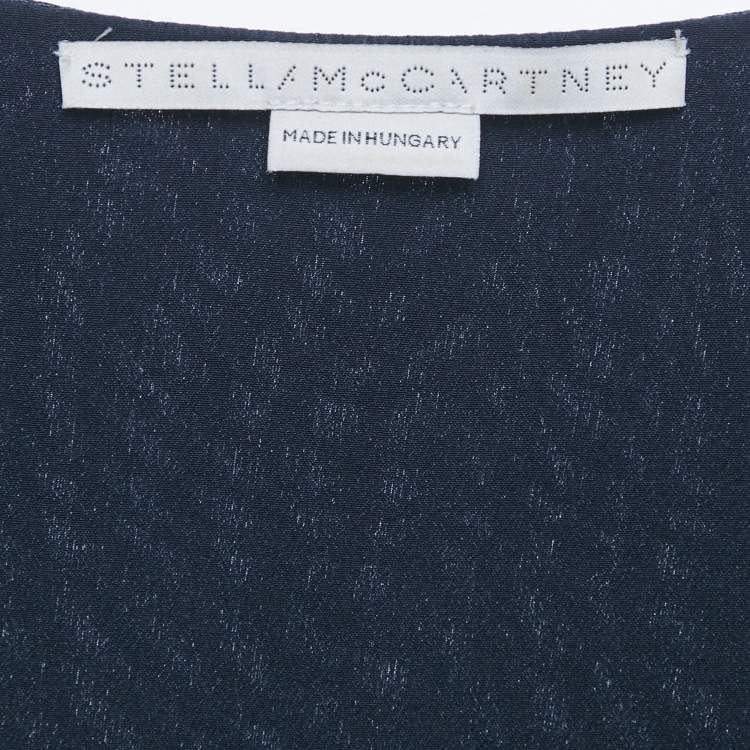 Pre Owned Stella McCartney Navy Blue Silk Puff Sleeve Maxi Dress S