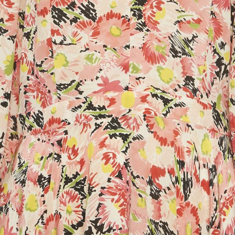 Pre Owned Stella McCartney Pink Floral Print Silk Dress M
