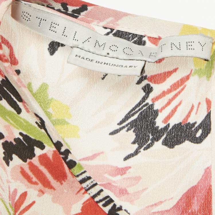 Pre Owned Stella McCartney Pink Floral Print Silk Dress M