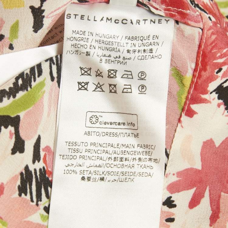 Pre Owned Stella McCartney Pink Floral Print Silk Dress M