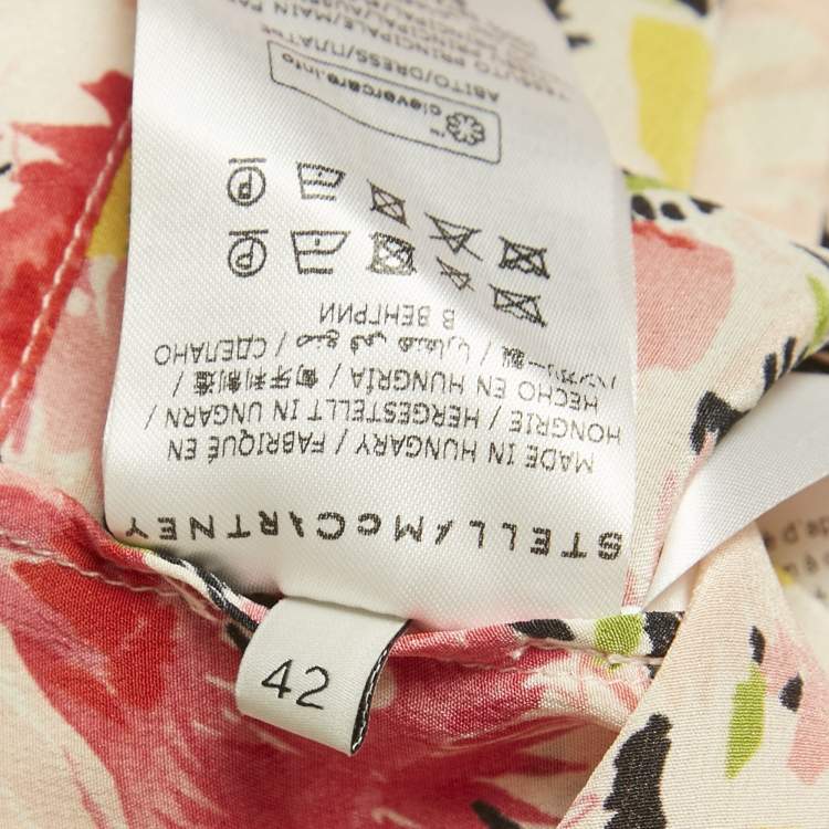 Pre Owned Stella McCartney Pink Floral Print Silk Dress M