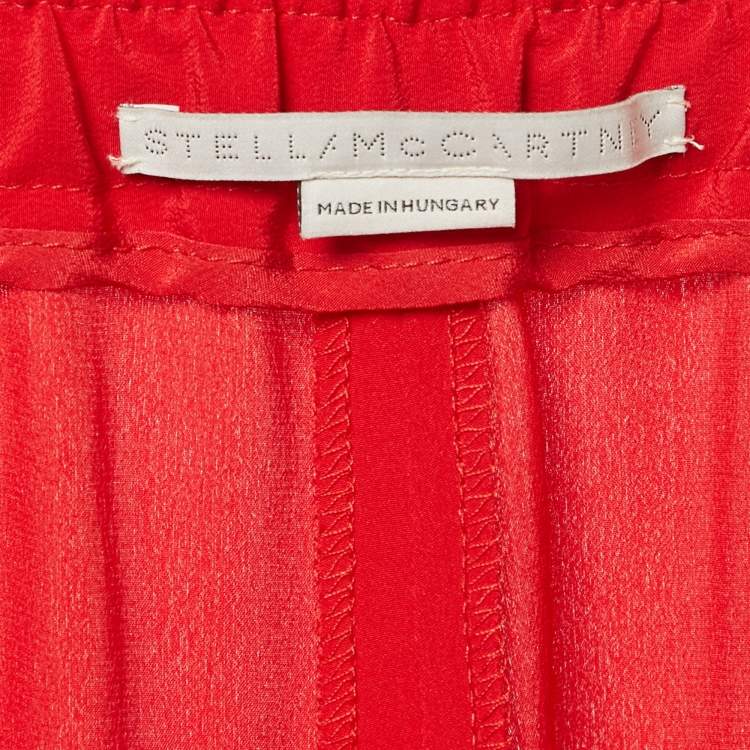 مملوكة مسبقًا Stella McCartney Red Silk Wide Leg Pants M