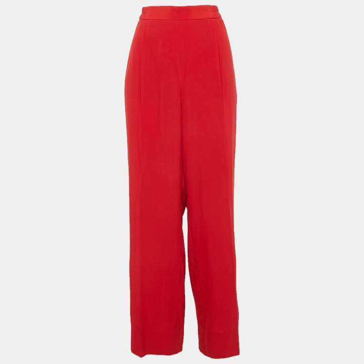 مملوكة مسبقًا Stella McCartney Red Silk Wide Leg Pants M