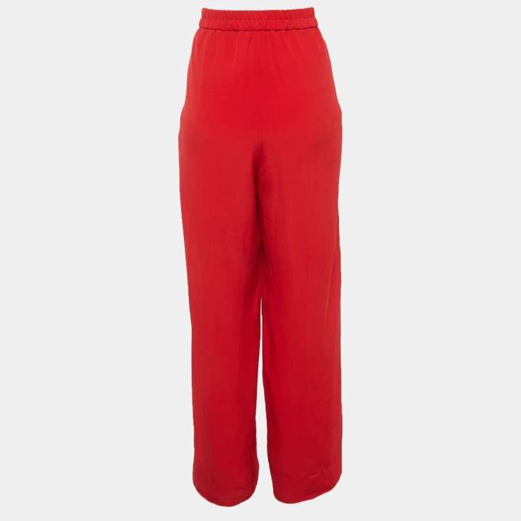 مملوكة مسبقًا Stella McCartney Red Silk Wide Leg Pants M