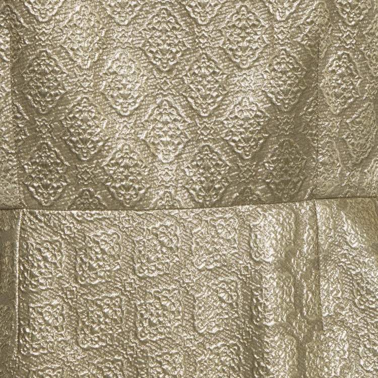 Pre Owned Stella McCartney Gold Brocade Peplum Top L