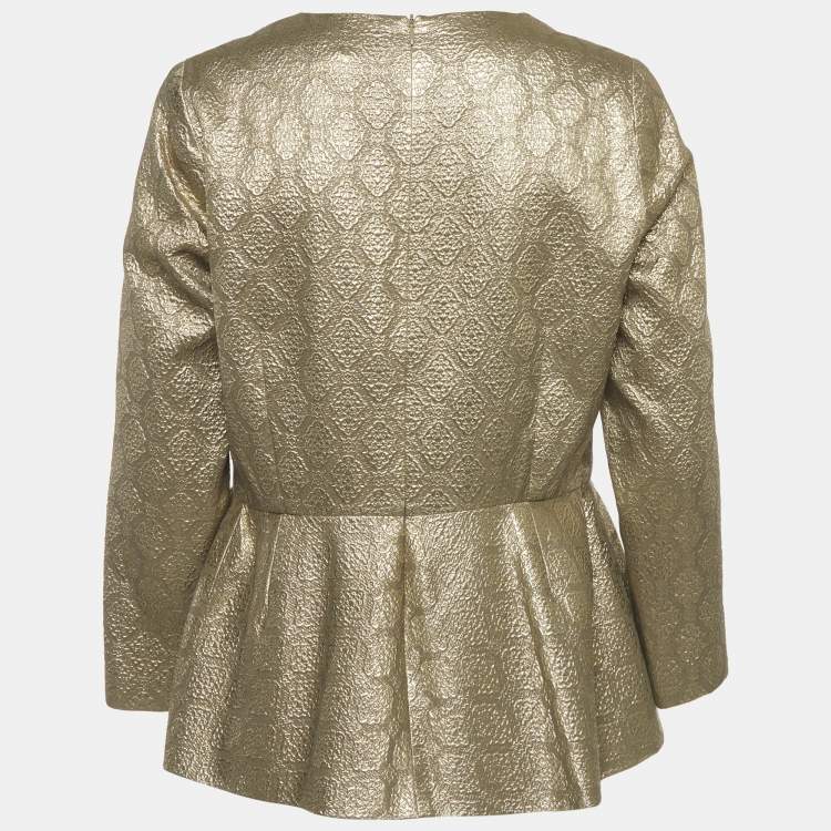 Pre Owned Stella McCartney Gold Brocade Peplum Top L