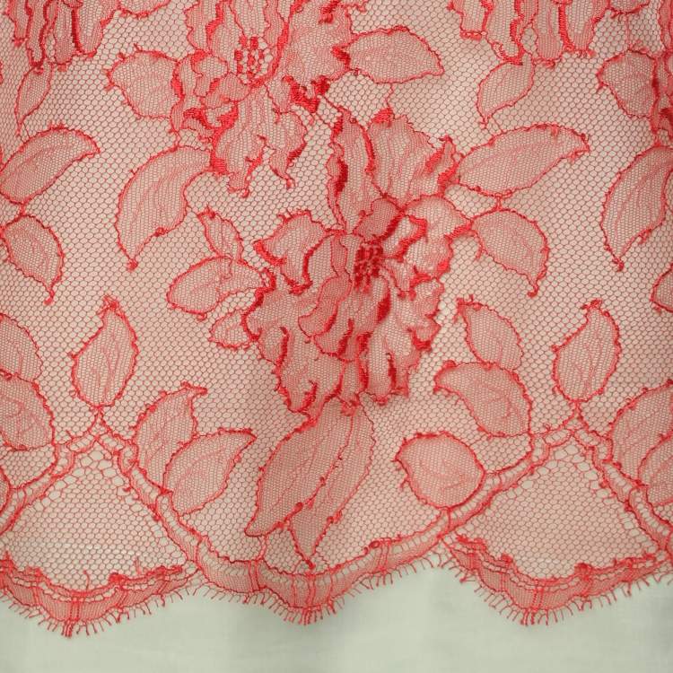 Pre Owned Stella McCartney Red/Mint Lace and Chiffon Sleeveless Tops S