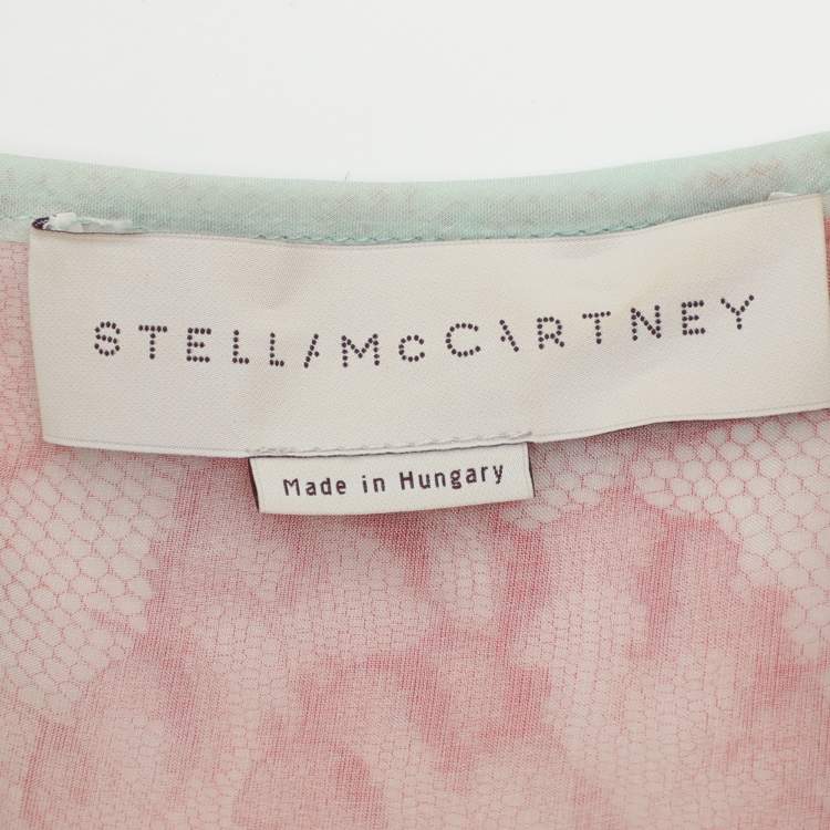 Pre Owned Stella McCartney Red/Mint Lace and Chiffon Sleeveless Tops S