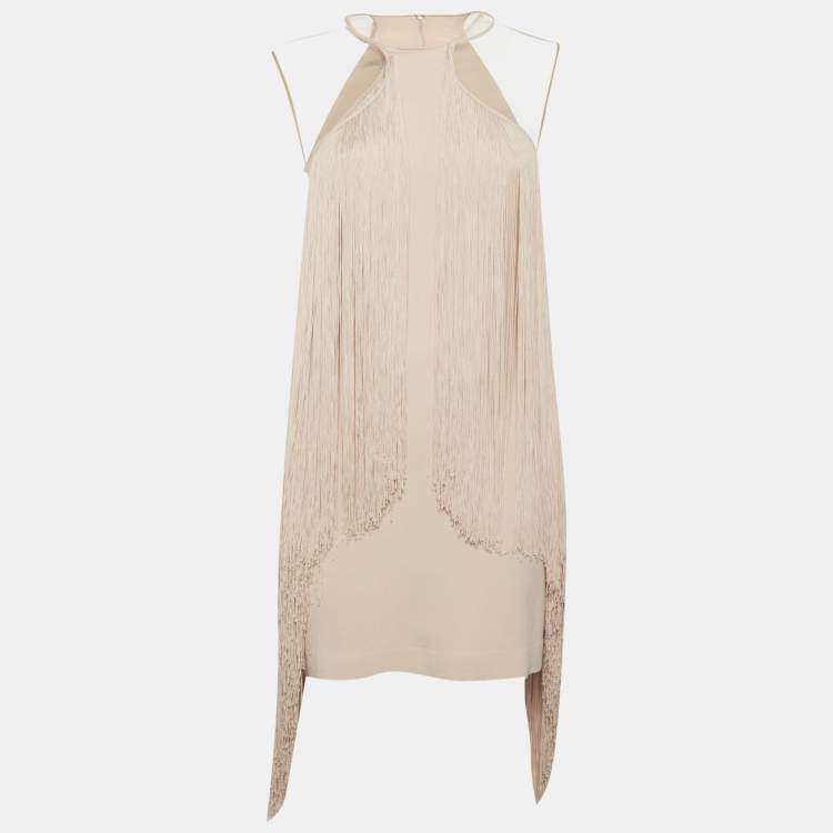 مملوكة مسبقًا Stella McCartney Pink Crepe Fringed Mini Dress M