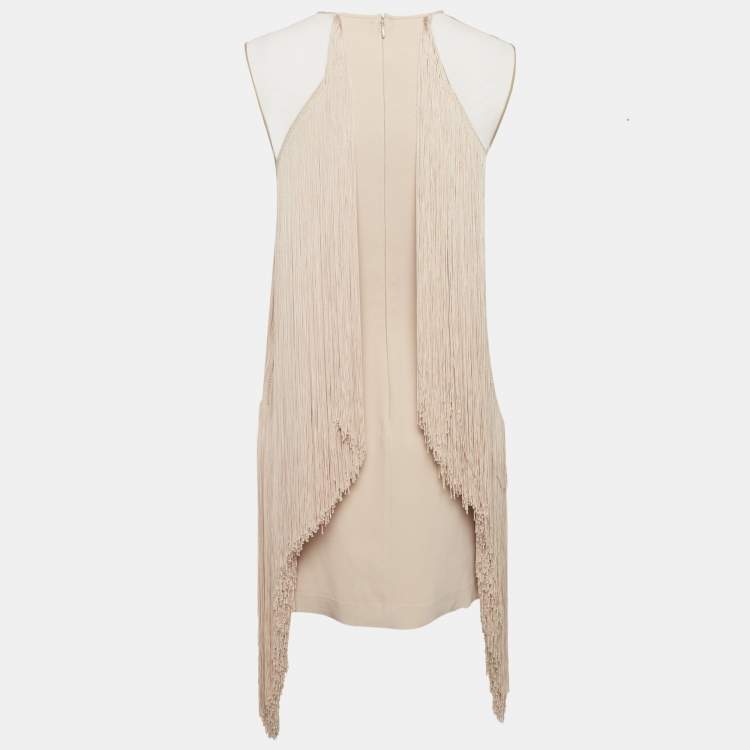 مملوكة مسبقًا Stella McCartney Pink Crepe Fringed Mini Dress M