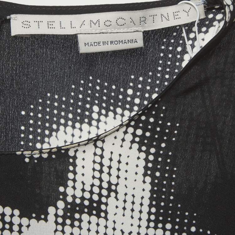 Pre Owned Stella McCartney Black Horse Print Silk Blouse M
