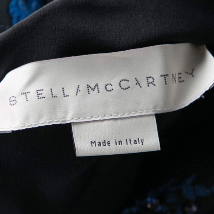 Pre Owned Stella McCartney Black and Blue Embellished Floral Jacquard Angelica Gown M