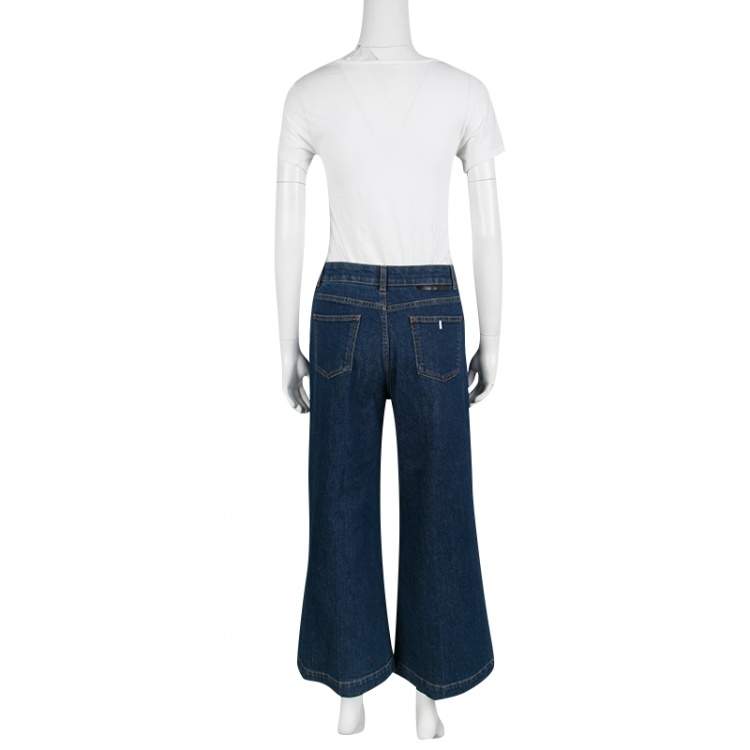 Pre Owned Stella McCartney Indigo Dark Wash Denim Flared High Waist Culottes M