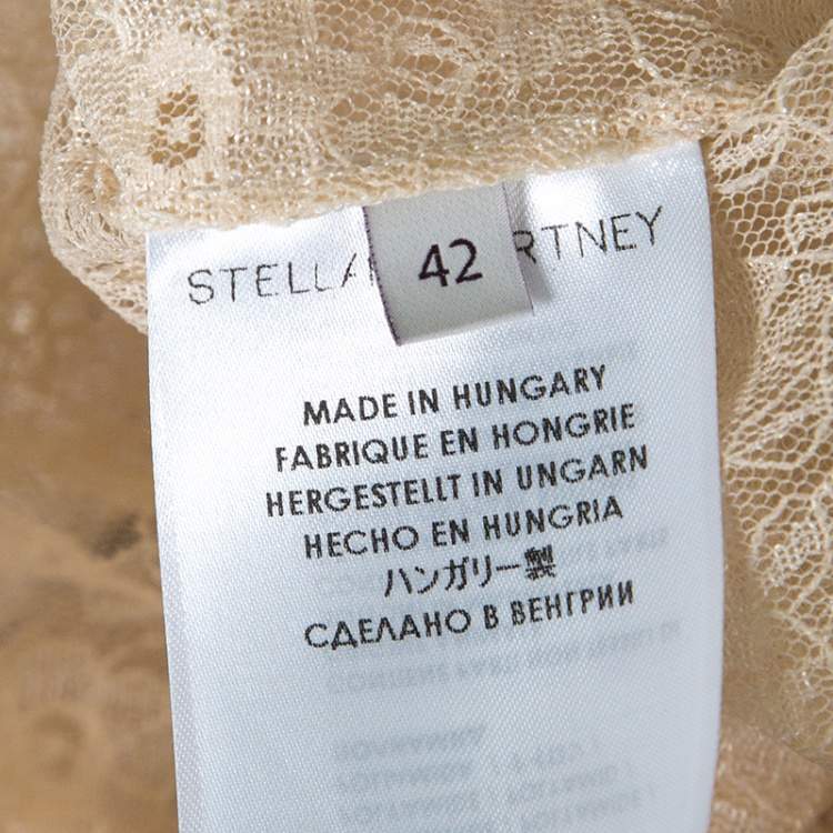 Pre Owned Stella McCartney Beige Jasper Rosebud Sheer Lace Top M