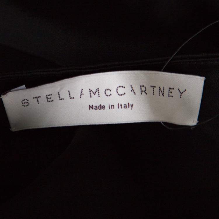 Pre Owned Stella McCartney Black Satin Ruffled Neck Waist Tie Detail Sleeveless Top S