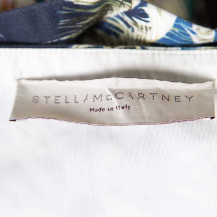 Pre Owned Stella McCartney Multicolor Hawaiian Print Stretch Cotton Buttoned Back Detail Top M