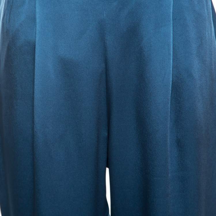 Pre Owned Stella McCartney Teal Cecily Satin Wide Leg Trousers S