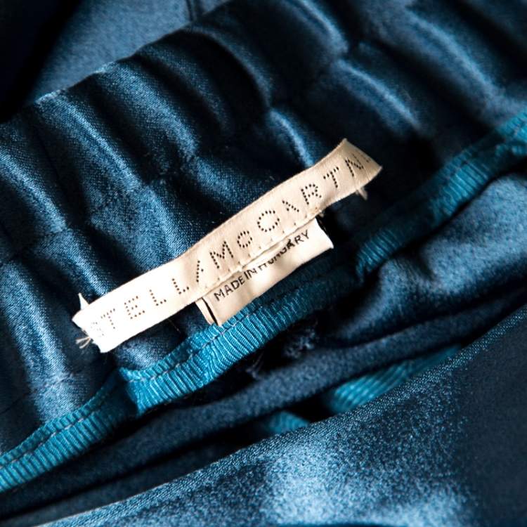 Pre Owned Stella McCartney Teal Cecily Satin Wide Leg Trousers S
