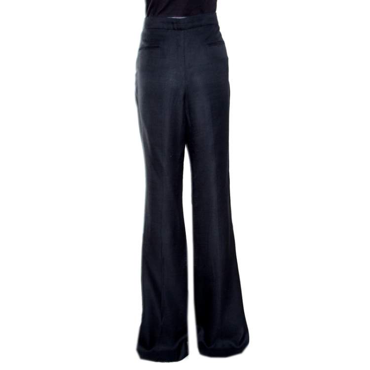 Pre Owned Stella McCartney Black Textured Wide Leg Pants XL