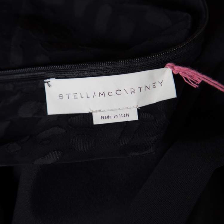 Pre Owned Stella McCartney Black Sheer Burnout Leopard Panel Detail Sleeveless Dress S