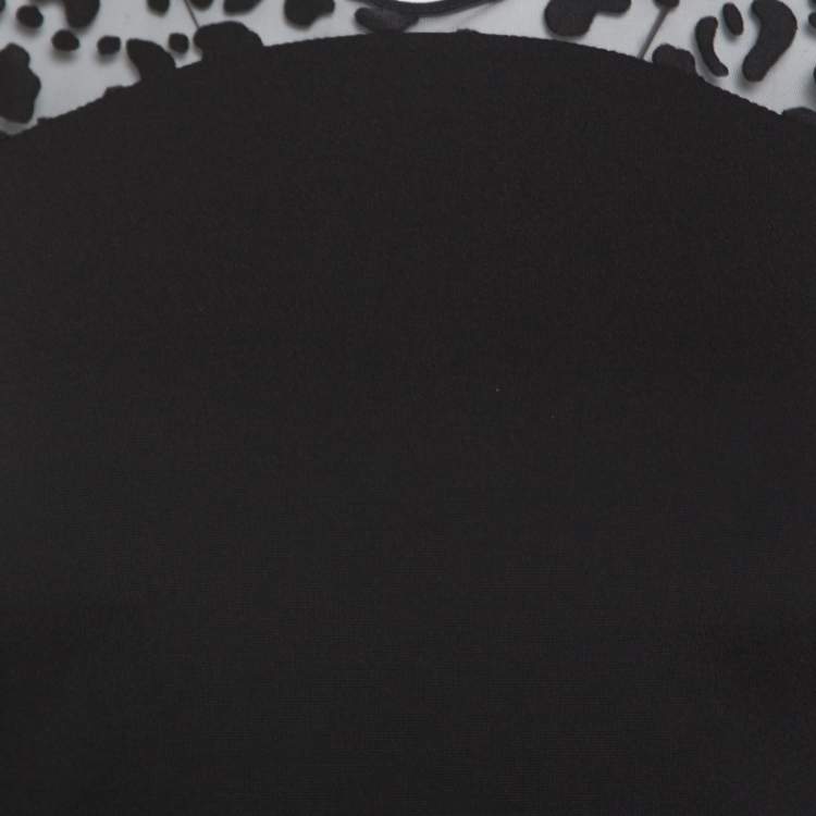 Pre Owned Stella McCartney Black Sheer Burnout Leopard Panel Detail Sleeveless Dress S