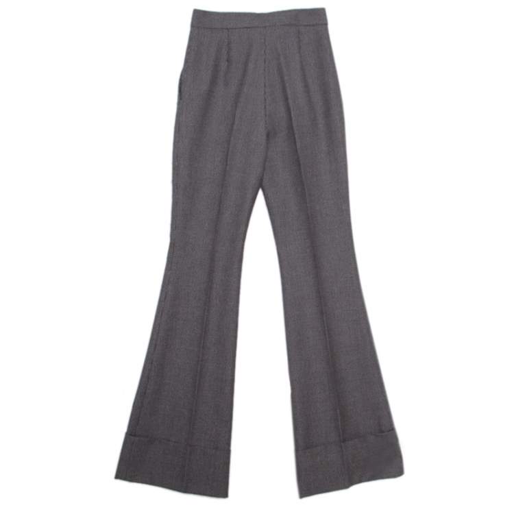مملوكة مسبقًا Stella McCartney Monochrome Wool and Cotton Flared Bottom Trousers XXS