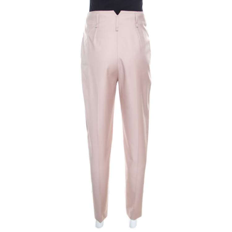 Pre Owned Stella McCartney Beige Wool Pleat Detail High Waist Pants S