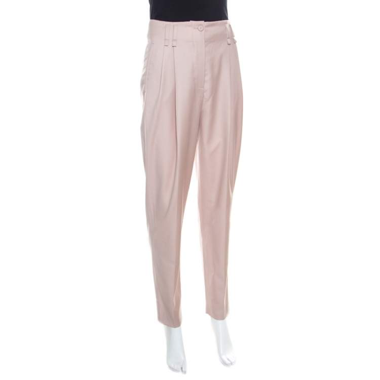 Pre Owned Stella McCartney Beige Wool Pleat Detail High Waist Pants S