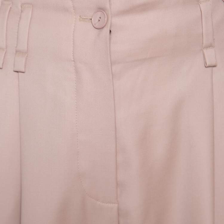 Pre Owned Stella McCartney Beige Wool Pleat Detail High Waist Pants S
