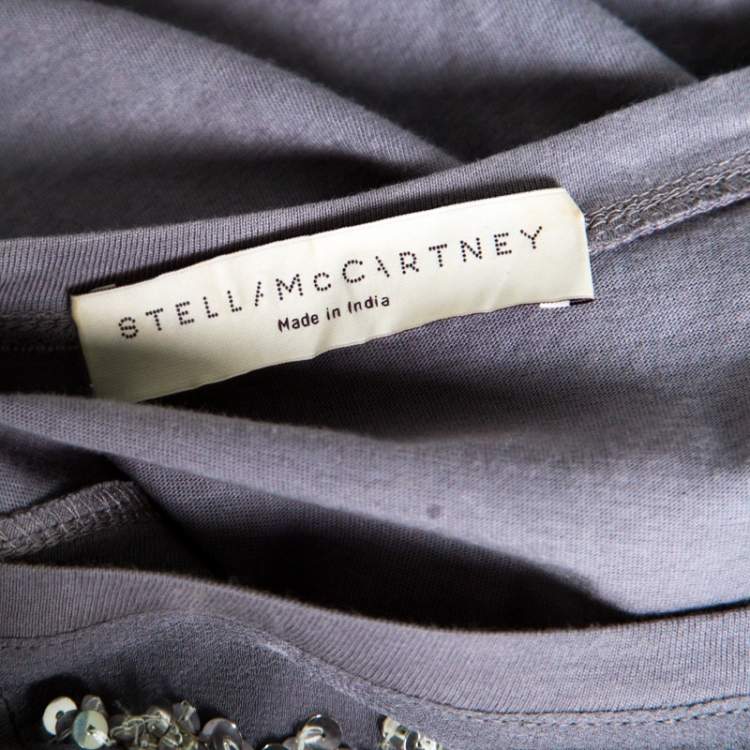 Pre Owned Stella McCartney Grey Silk Cotton Sequin Embellished Tank Top S