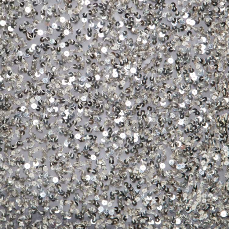 Pre Owned Stella McCartney Grey Silk Cotton Sequin Embellished Tank Top S